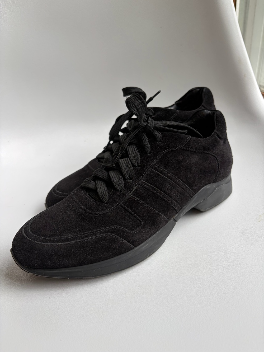 Tod's Black Suede Lace-Up Sneakers - Womens EU size 37.5 quiet luxury